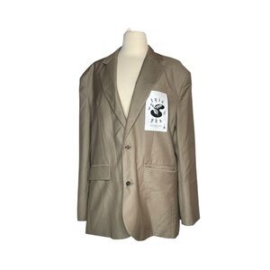 Ain’t Shy Oversized Bedazzled Eagle Stylish Tan Blazer